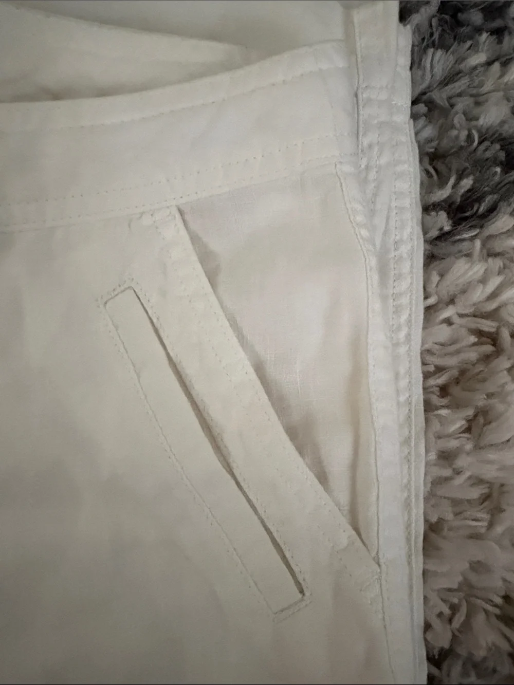 Banana Republic White Straight-Leg Linen Drawstring Pants